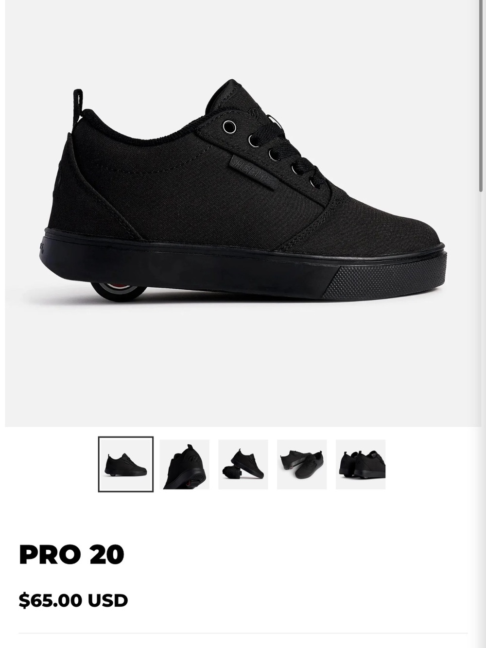 Heelys Pro 20 Black Skate Sneaker with Hidden Wheel